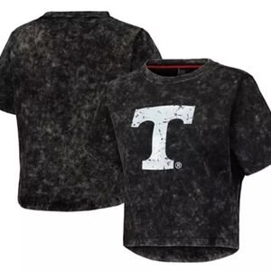 KadyLuxe Women's Black Tennessee Volunteers Vintage Wash Cropped Top NWT Size S